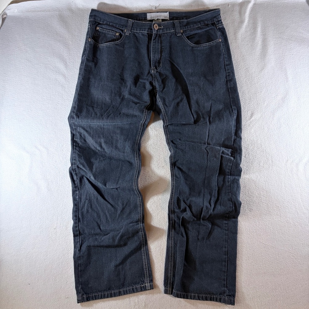 Ecko Unltd Mens Relaxed Fit Jeans 36x32 Dark Wash Black Denim‎ Y2K Streetwear